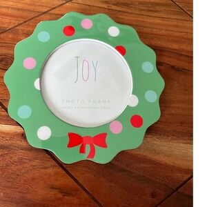 Christmas‎ Wreath Photo Frame Joy Holiday Polka Dot Red Bow Green New